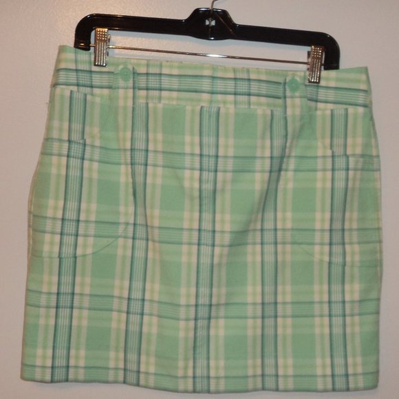 Ann Taylor Loft Women's Size 10 Skirt Short Striped Green White - Picture 1 of 5